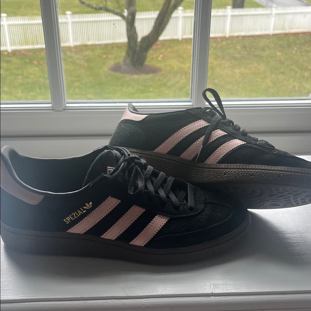 Adidas Black and Pink Spezial Sneakers